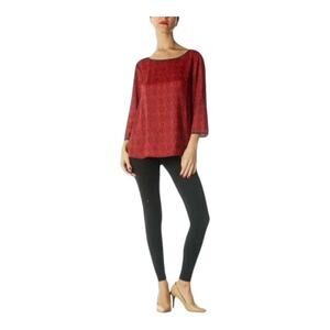 Ann Taylor nwt medium blouse 3/4 Sleeve navy blue and red printed top​